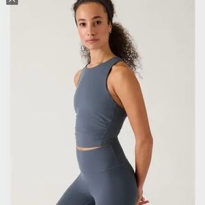 Athleta Conscious Twist Crop Bra A-C in Granite Blue